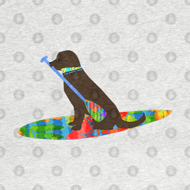 Colorful Stand Up Paddle Board Preppy Chocolate Lab by emrdesigns